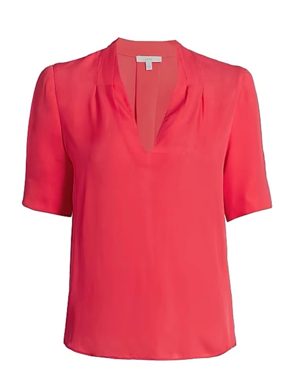 Joie Coral V-Neck Short Sleeve Silk Blouse